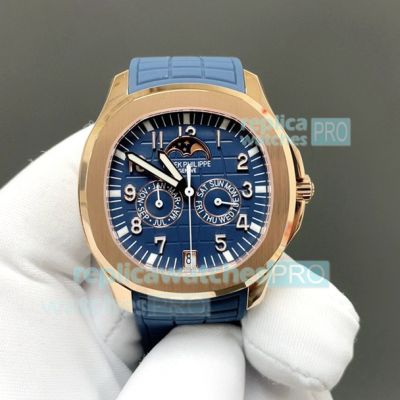 3K Swiss Copy Patek Philippe 5261R Aquanaut Luce Annual Calendar Rose Gold Blue Watch 